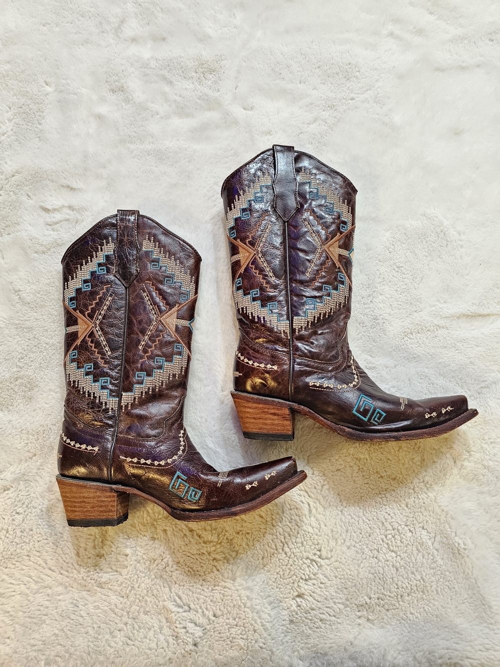 Circle G Embroidered Leather Boots Size 8